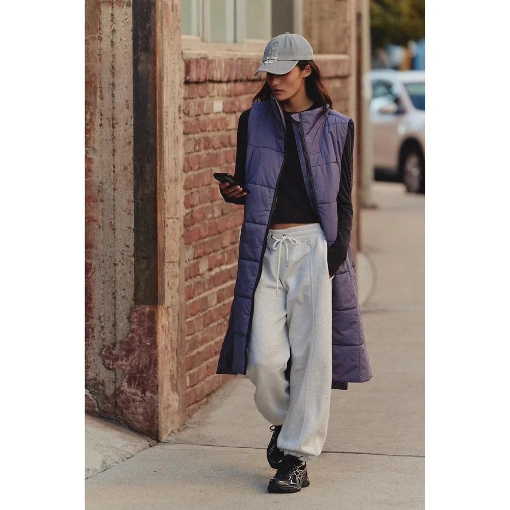 New FP Free People Movement On The Move Packable Puffer Long Vest Large/L